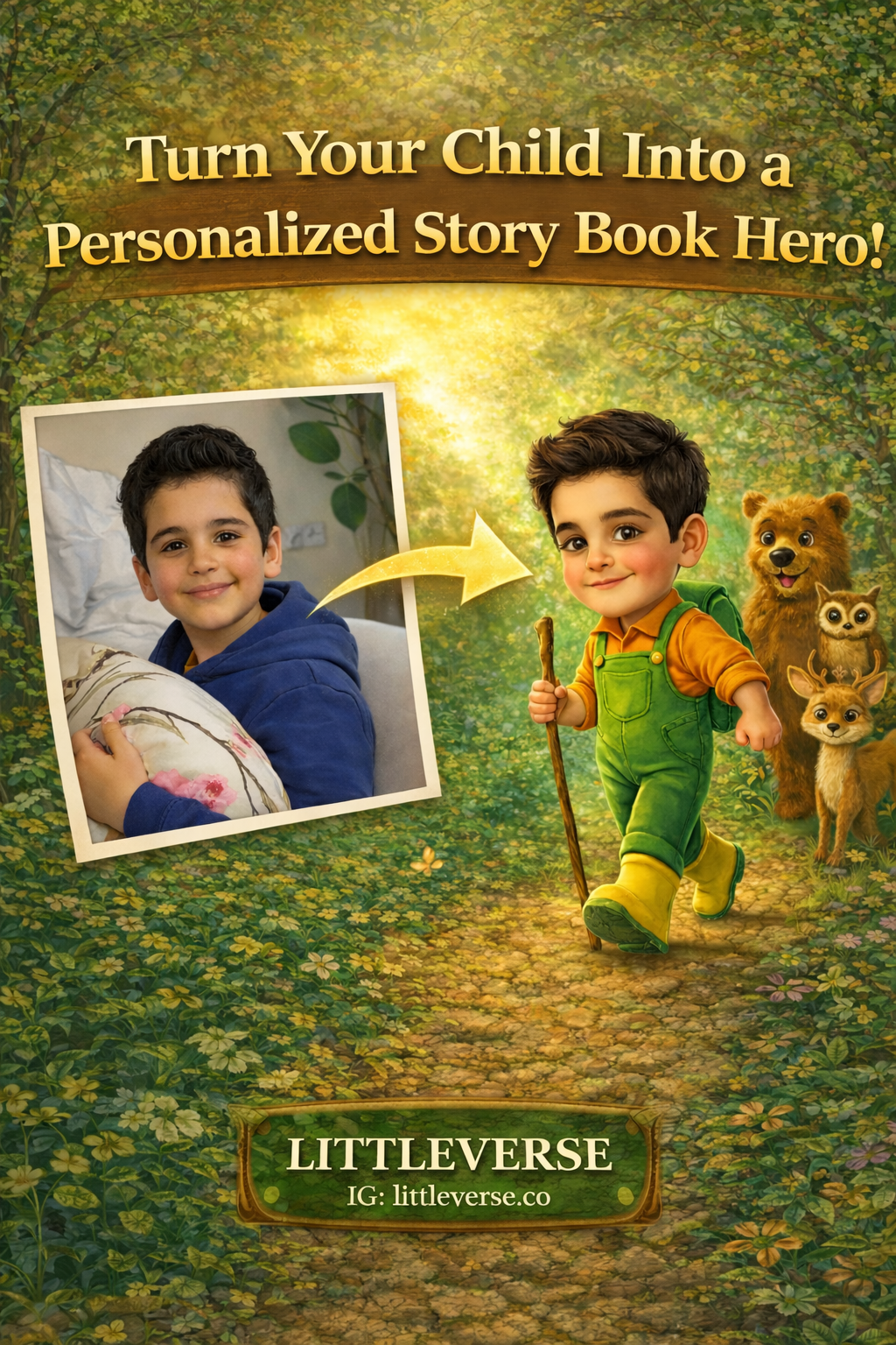 Personalized Forest Adventure Storybook for Kids | Custom Illustrated Printed Children’s Book