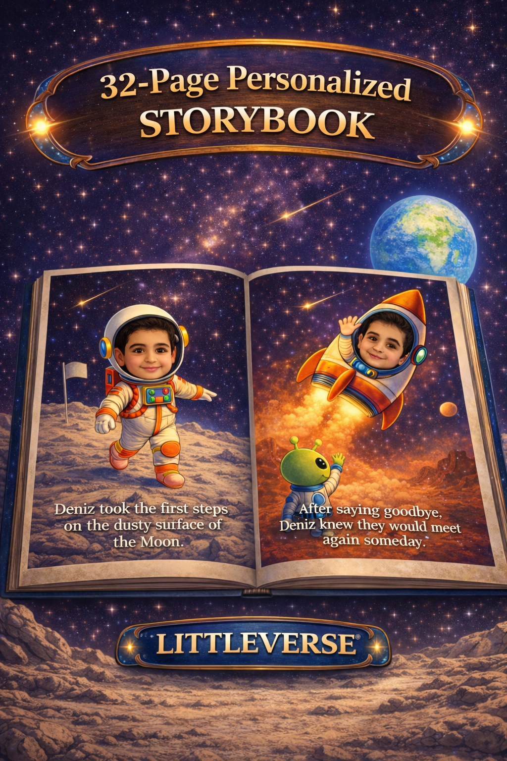 Personalized Space Adventure Storybook for Kids | Custom Illustrated Printed Children’s Book