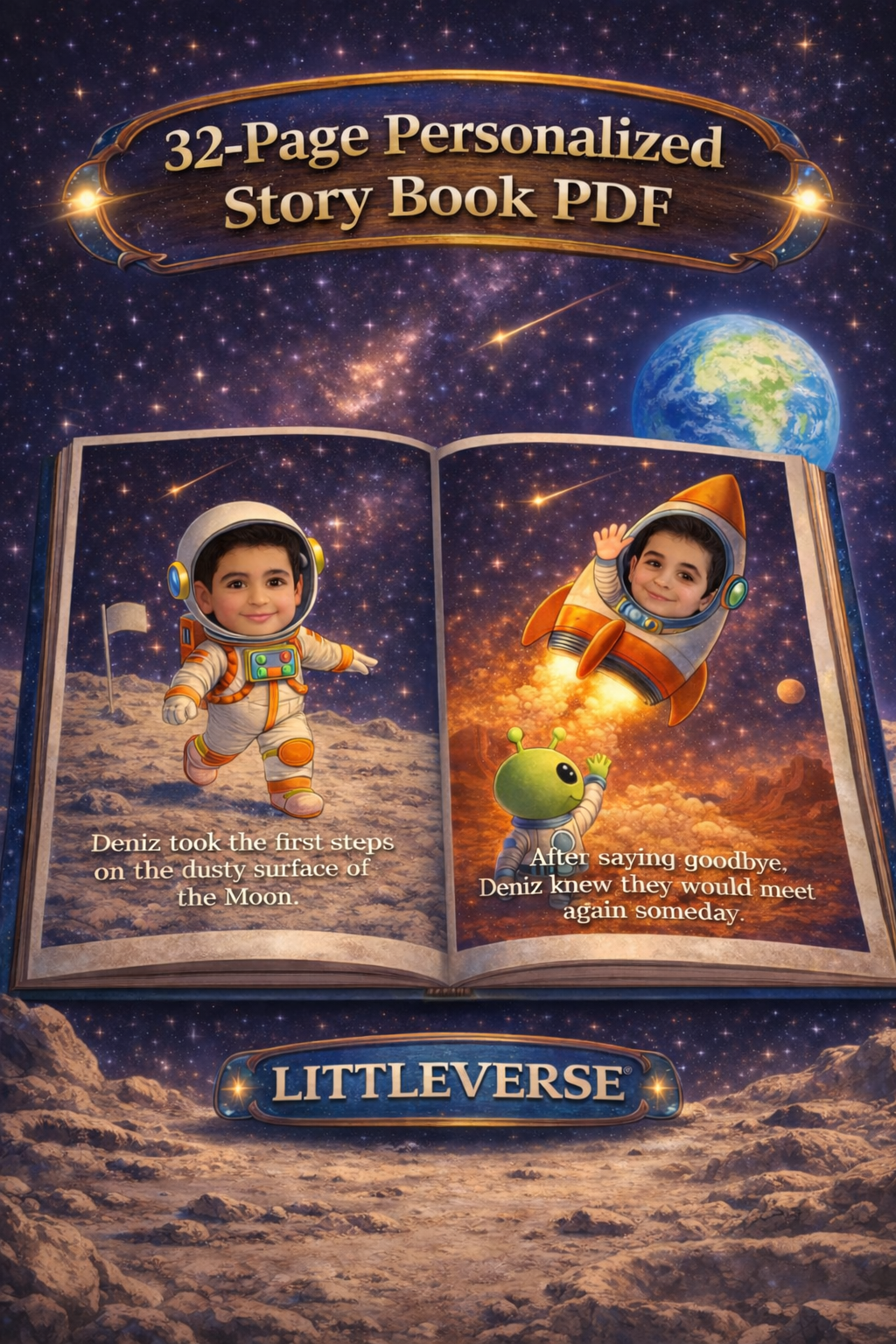 Personalized Space Adventure Storybook | Custom Illustrated Children's Book (Digital PDF)