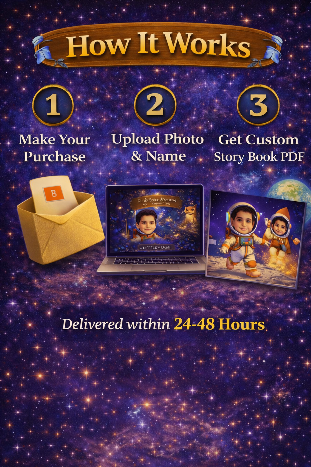 Personalized Space Adventure Storybook | Custom Illustrated Children's Book (Digital PDF)