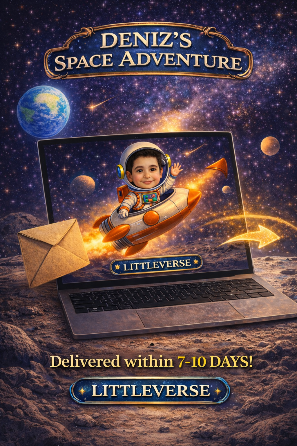 Personalized Space Adventure Storybook for Kids | Custom Illustrated Printed Children’s Book