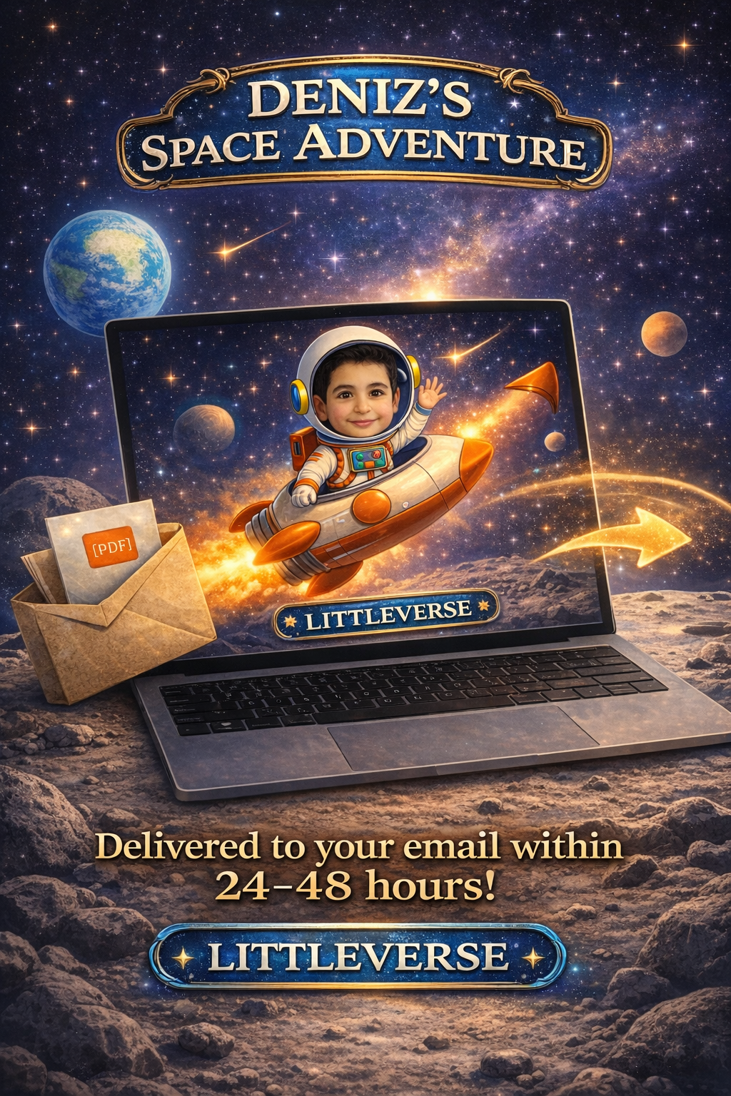 Personalized Space Adventure Storybook | Custom Illustrated Children's Book (Digital PDF)