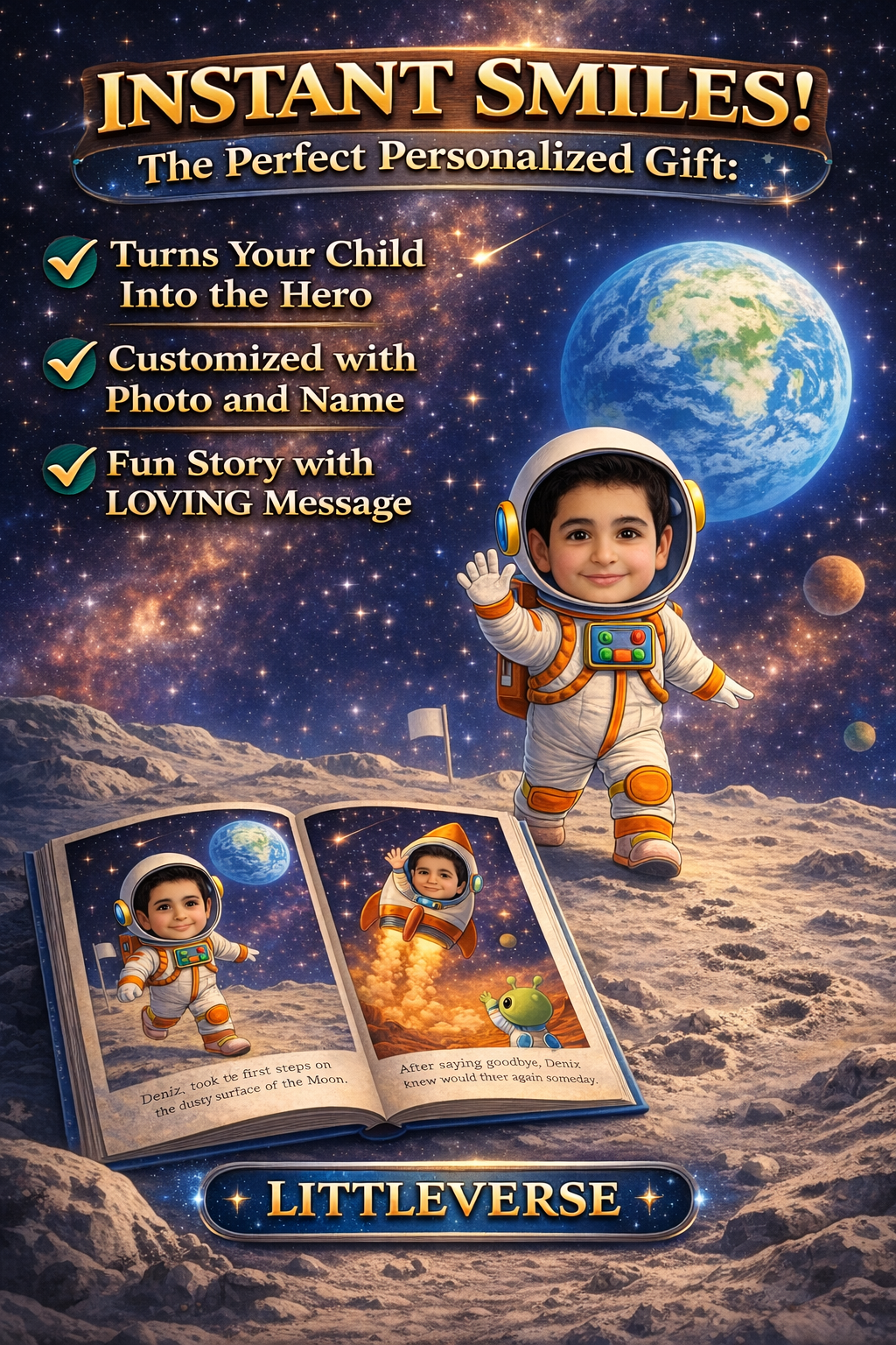 Personalized Space Adventure Storybook for Kids | Custom Illustrated Printed Children’s Book